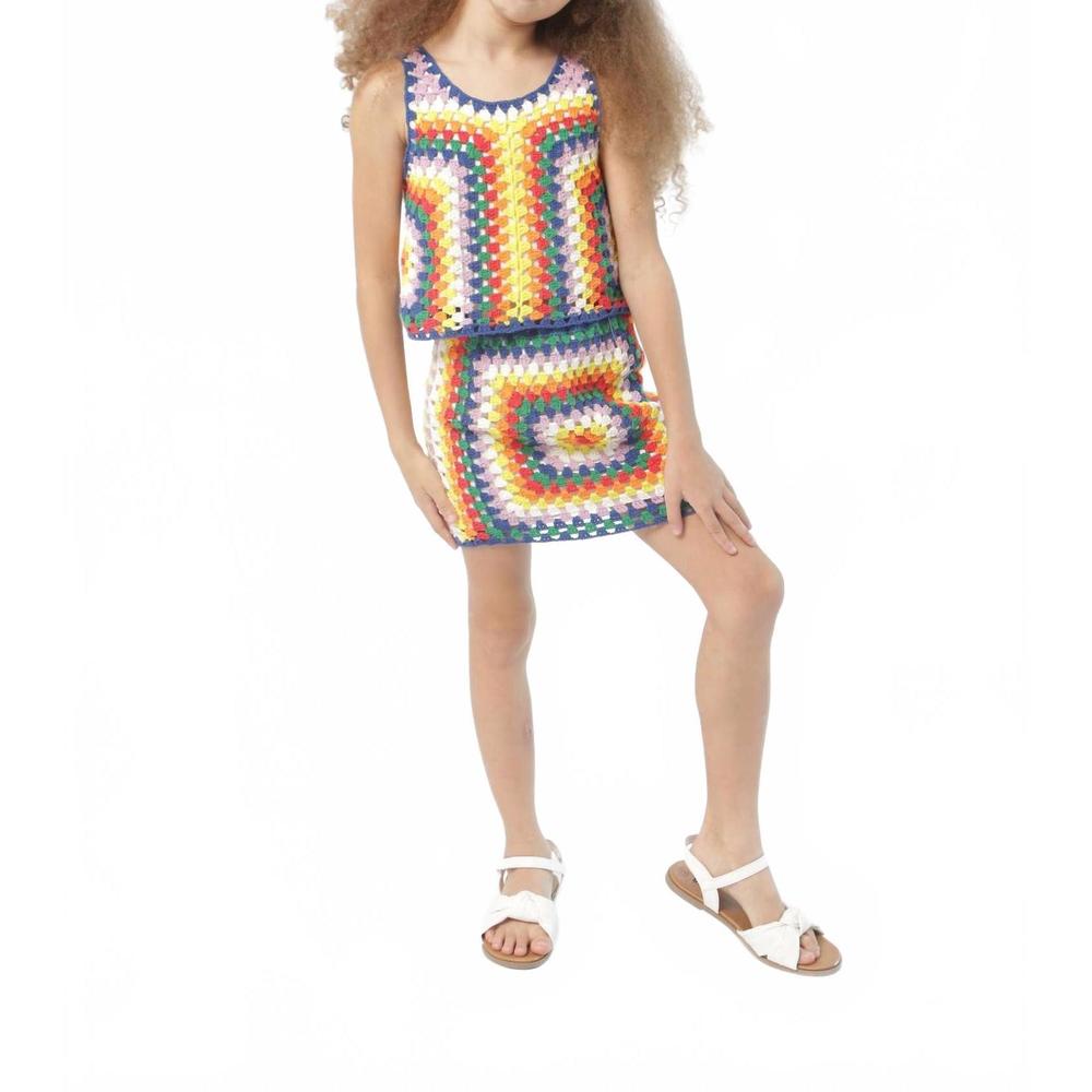 NEW JOYOUS & FREE girls marina crochet skirt in rainbow